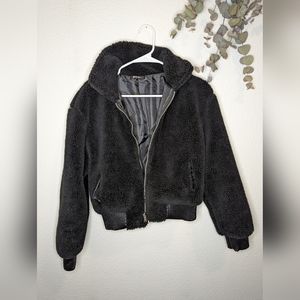 Nasty Gal Sherpa Crop Lined Zip-Up Jacket